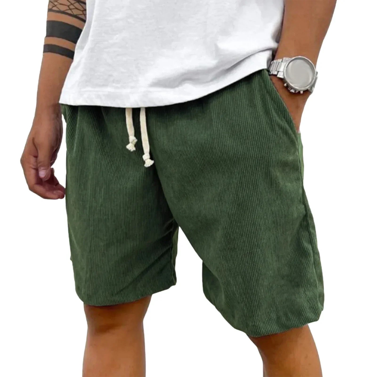 Shorts Calvin Veludo Cotelê com Cordão