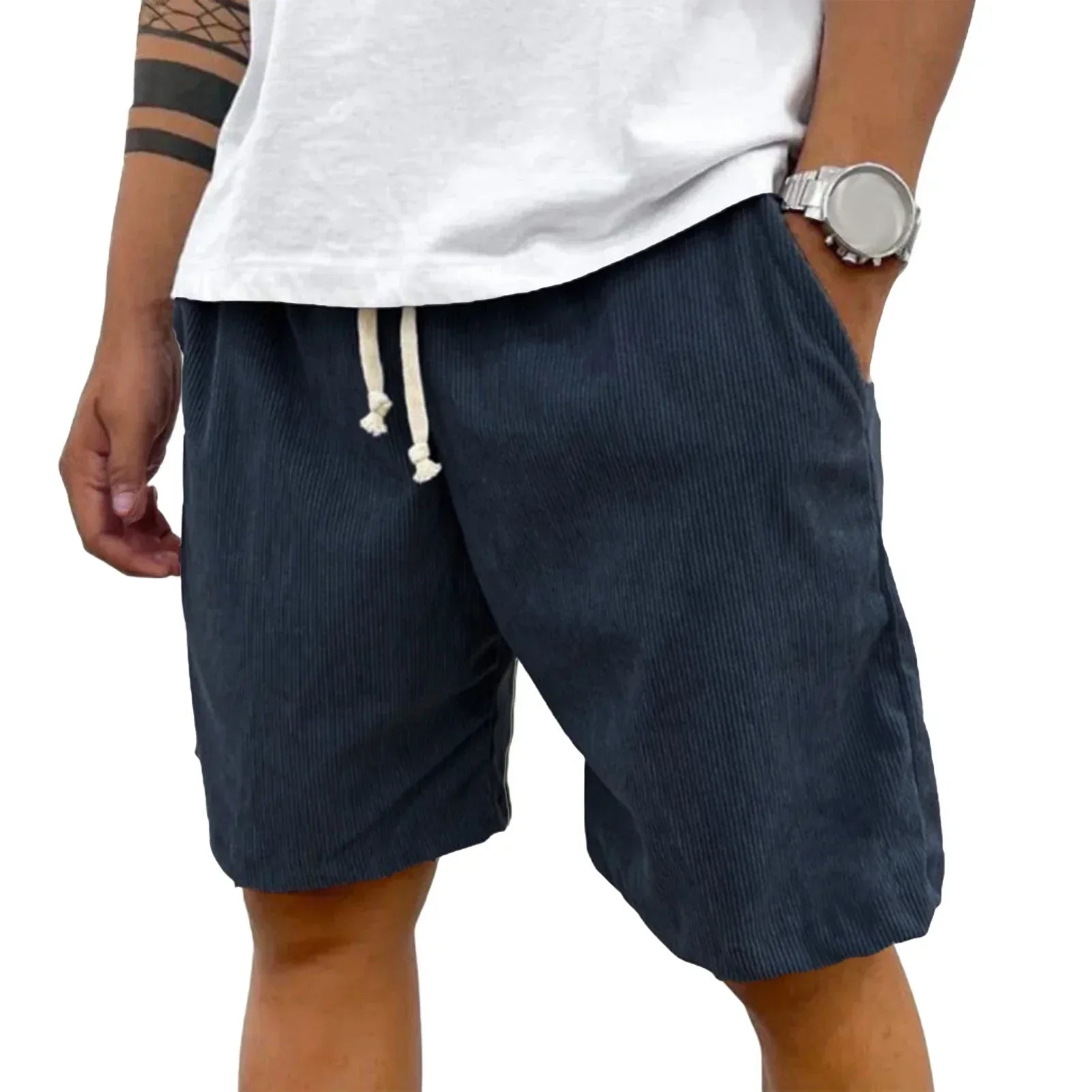 Shorts Calvin Veludo Cotelê com Cordão