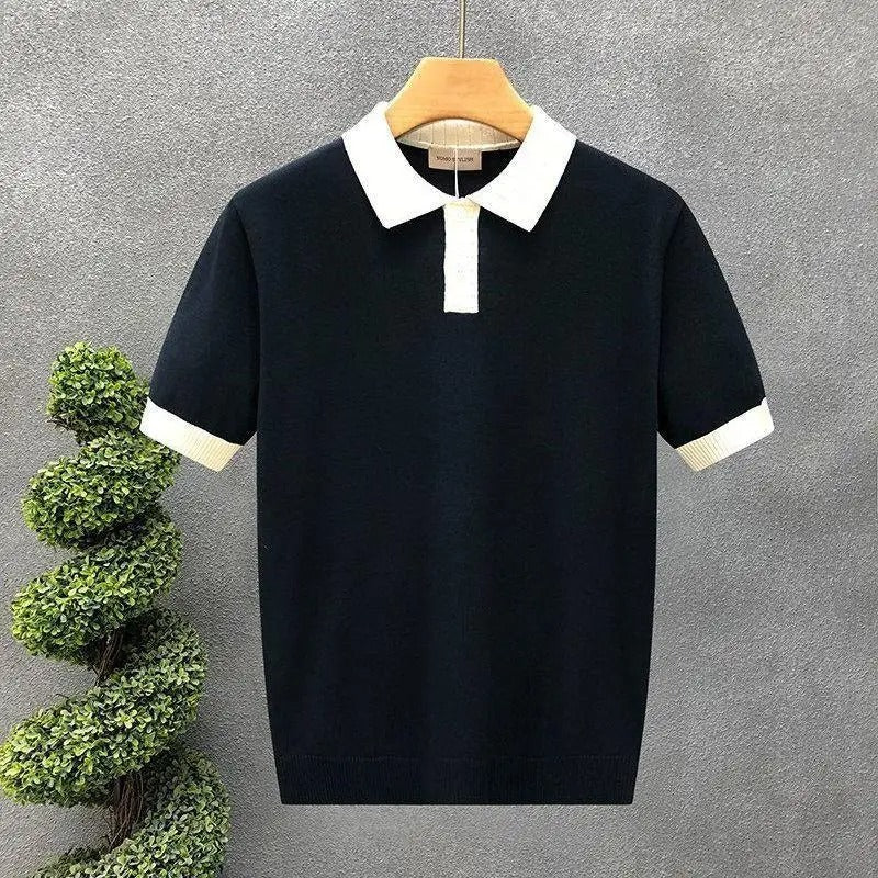 Polo Tricô Bicolor Contraste