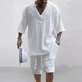 Conjunto Masculino Malha Decote V Preto