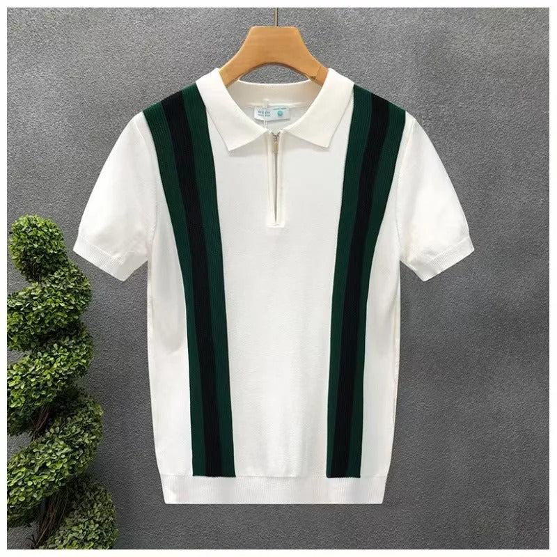 Polo Tricô Listrada Zíper