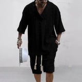 Conjunto Masculino Malha Decote V Preto