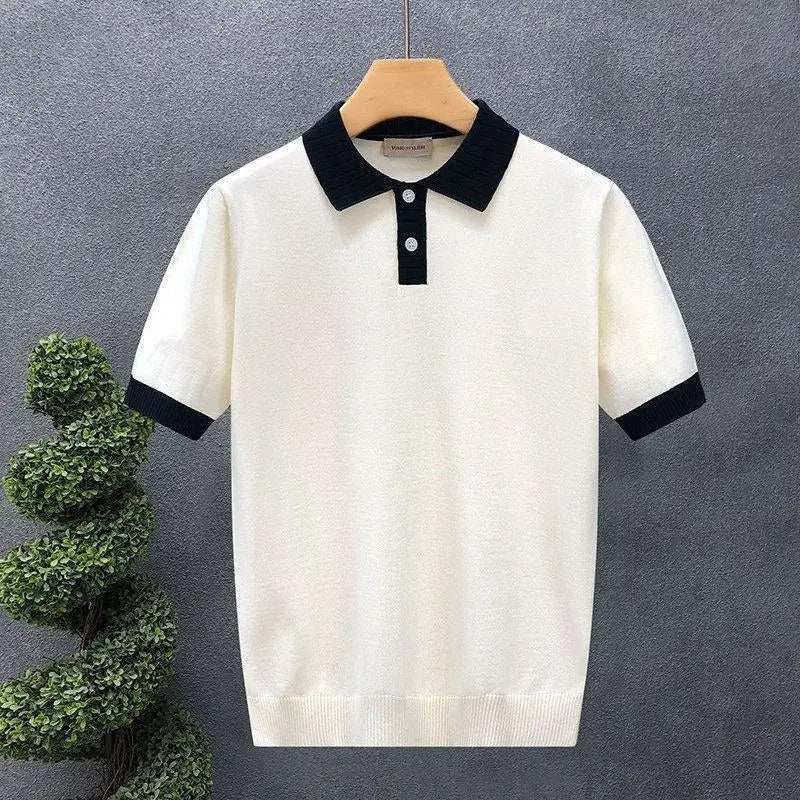 Polo Tricô Bicolor Contraste