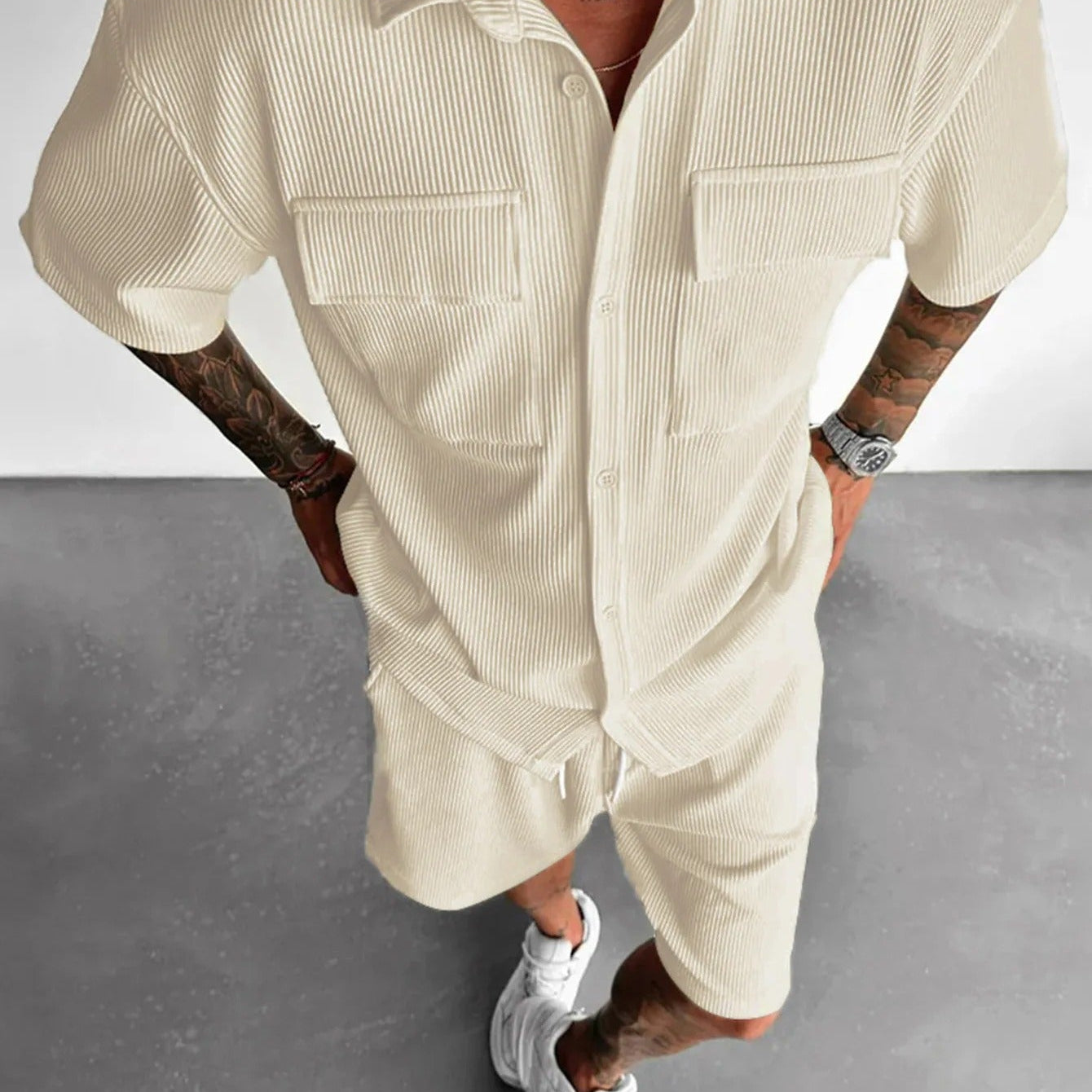 Conjunto Masculino Veludo Cotelê Branco
