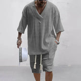 Conjunto Masculino Malha Decote V Preto